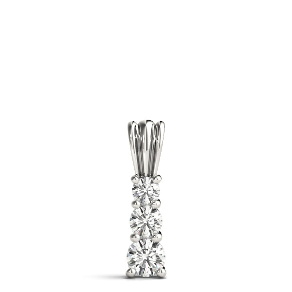 Silver Four-Stone Round Prong-Set Diamond Pendant