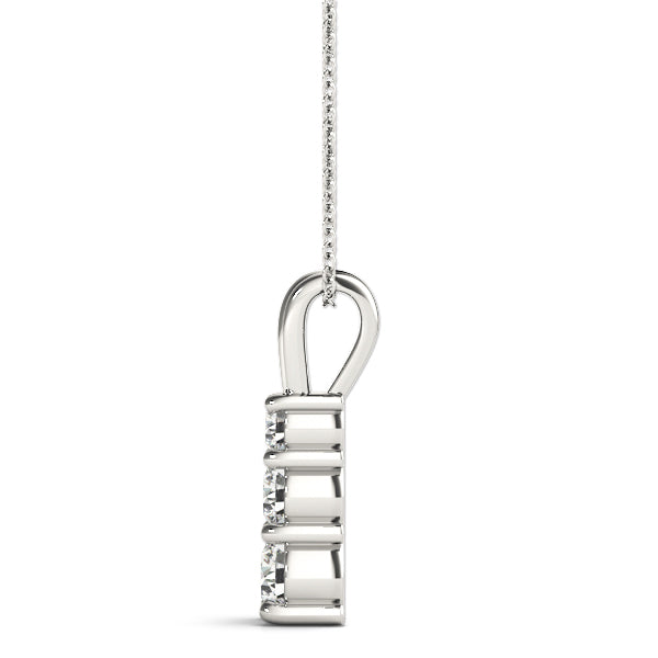 Silver Four-Stone Round Prong-Set Diamond Pendant