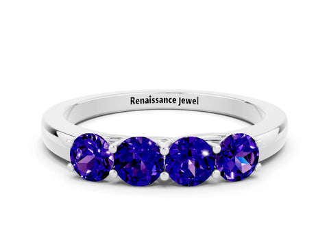 White gold Four-Stone Round Tanzanite Prong-Set Band_18