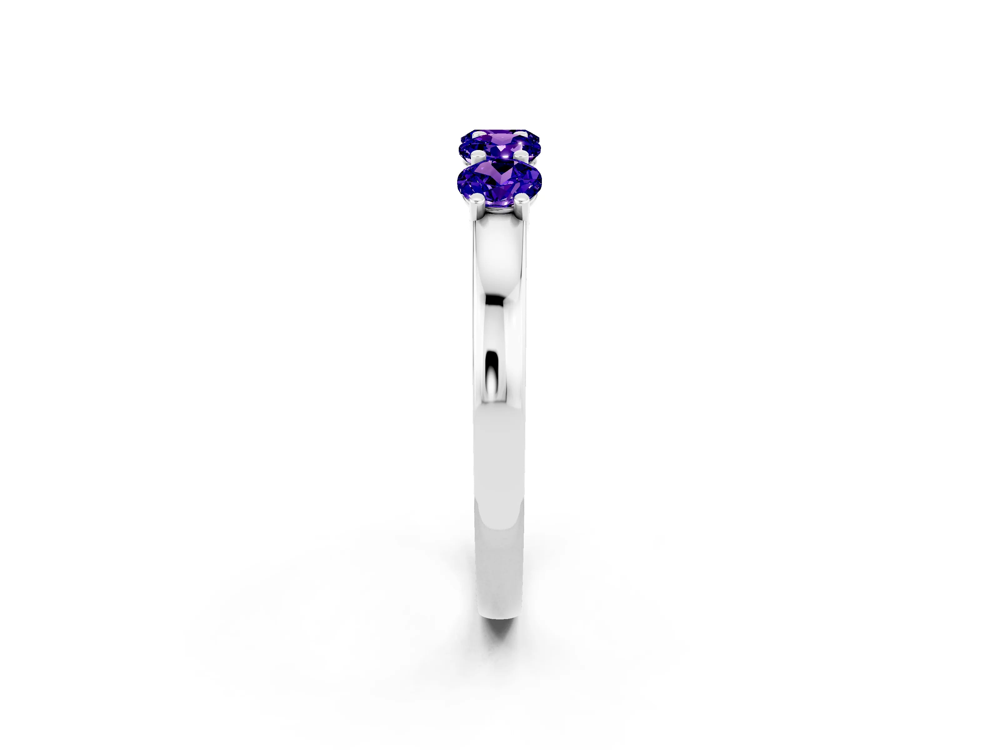 White gold Four-Stone Round Tanzanite Prong-Set Band_20