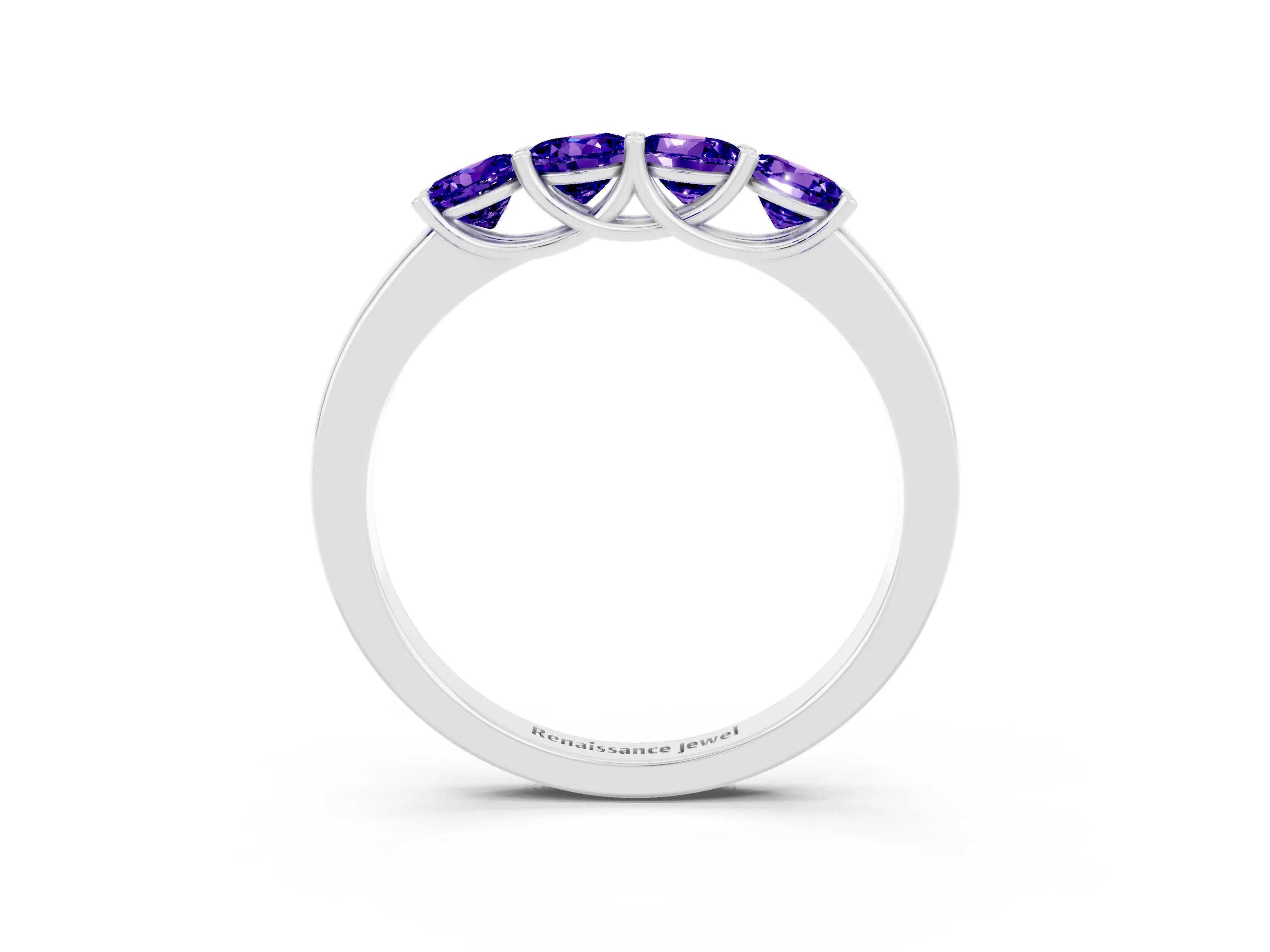 White gold Four-Stone Round Tanzanite Prong-Set Band_21