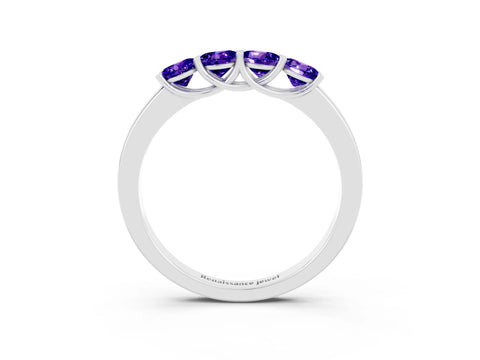 White gold Four-Stone Round Tanzanite Prong-Set Band_21