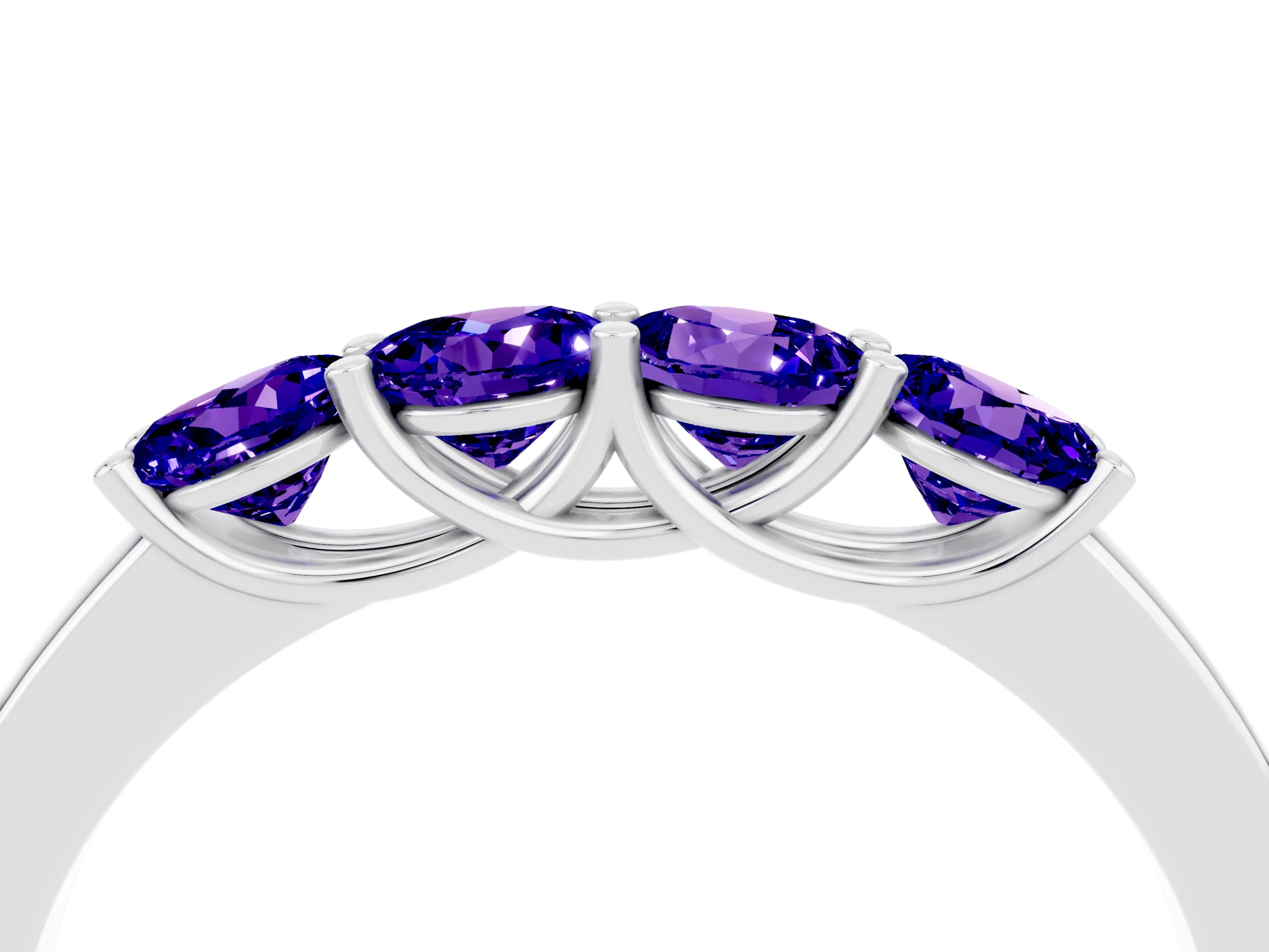 White gold Four-Stone Round Tanzanite Prong-Set Band_22
