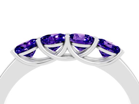 White gold Four-Stone Round Tanzanite Prong-Set Band_22