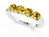 White gold Four-Stone Round Yellow Sapphire Prong-Set Band_19