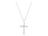 White gold Gold Cross Pendant with Round Cut Stones and Prong Setting_52