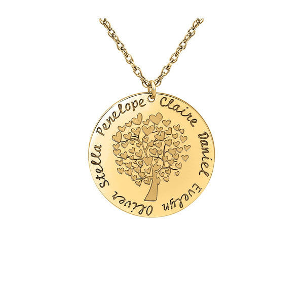 Silver Gold and Silver Family Tree Pendant with Heart Motif