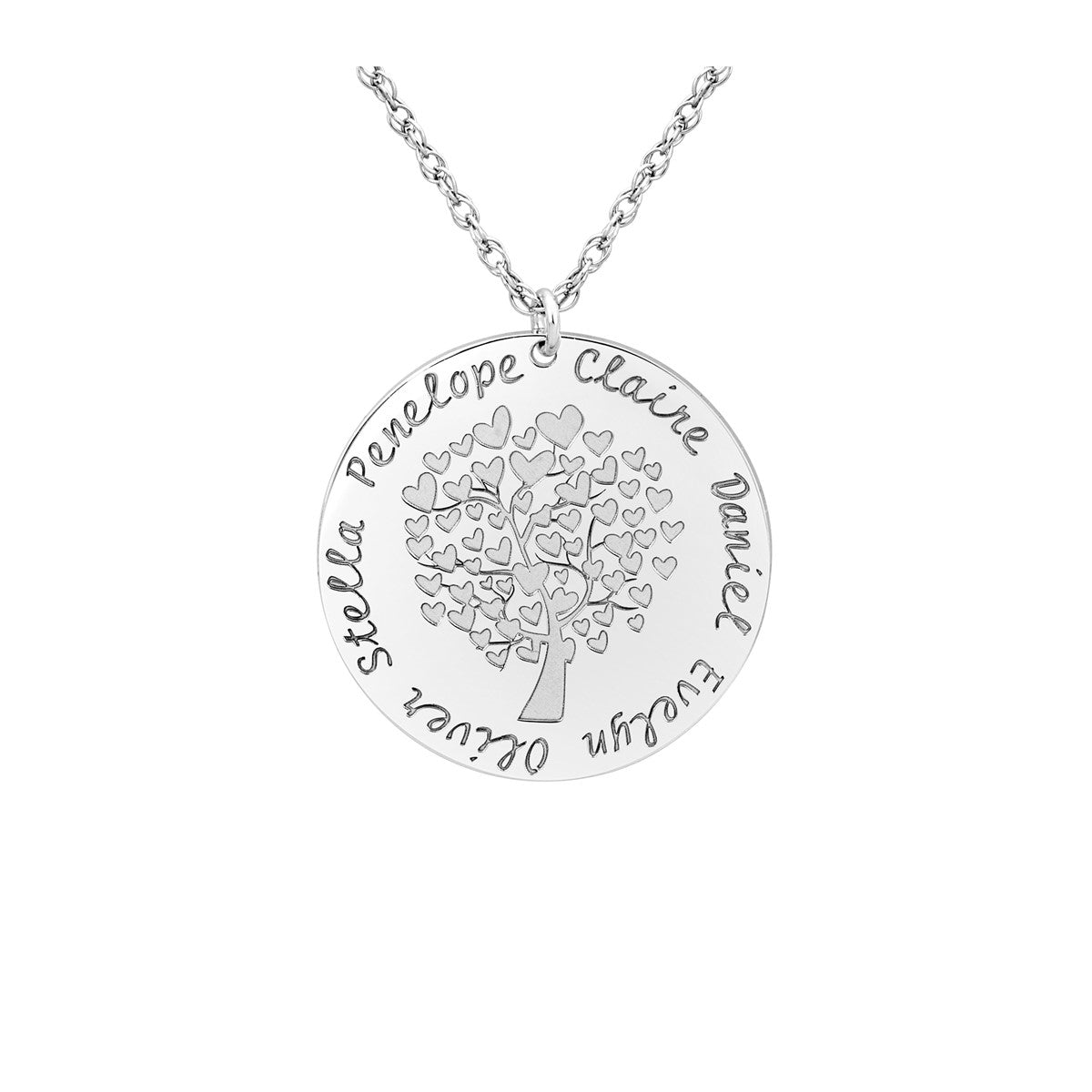 White gold Gold and Silver Family Tree Pendant with Heart Motif