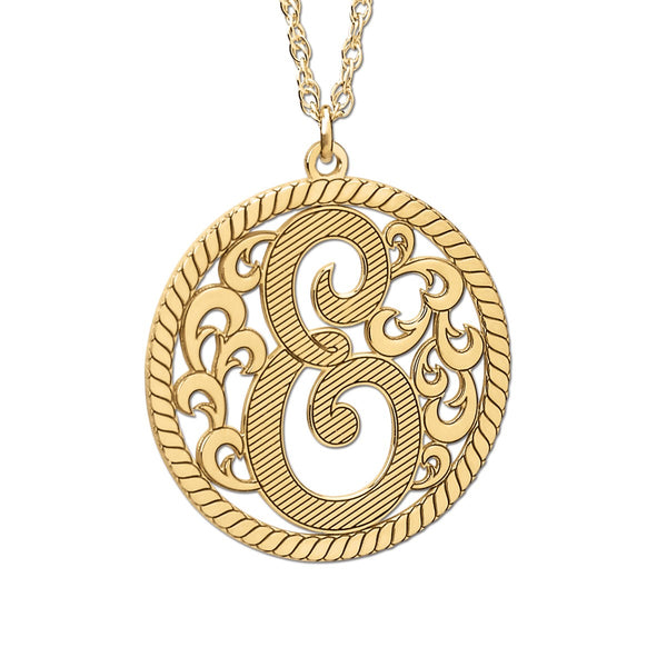 Silver Gold and Silver Filigree Monogram Pendant