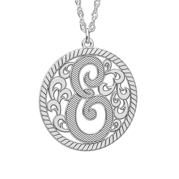 Silver Gold and Silver Filigree Monogram Pendant