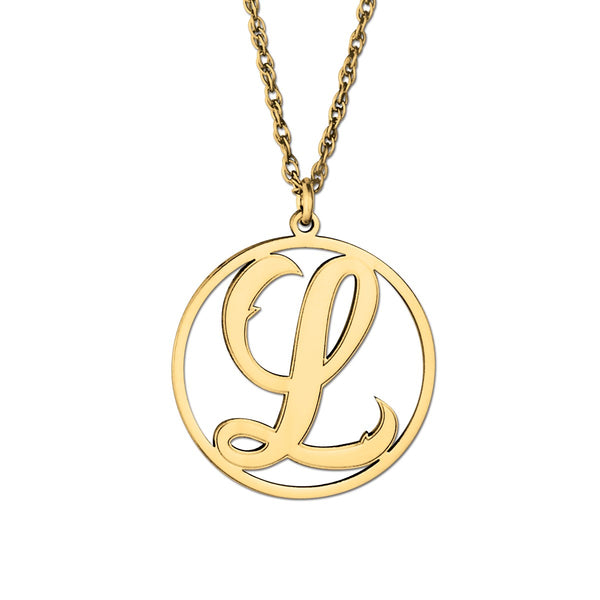 Silver Gold and Silver Monogram Circle Pendant