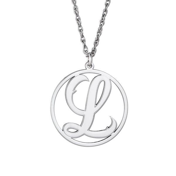 Silver Gold and Silver Monogram Circle Pendant