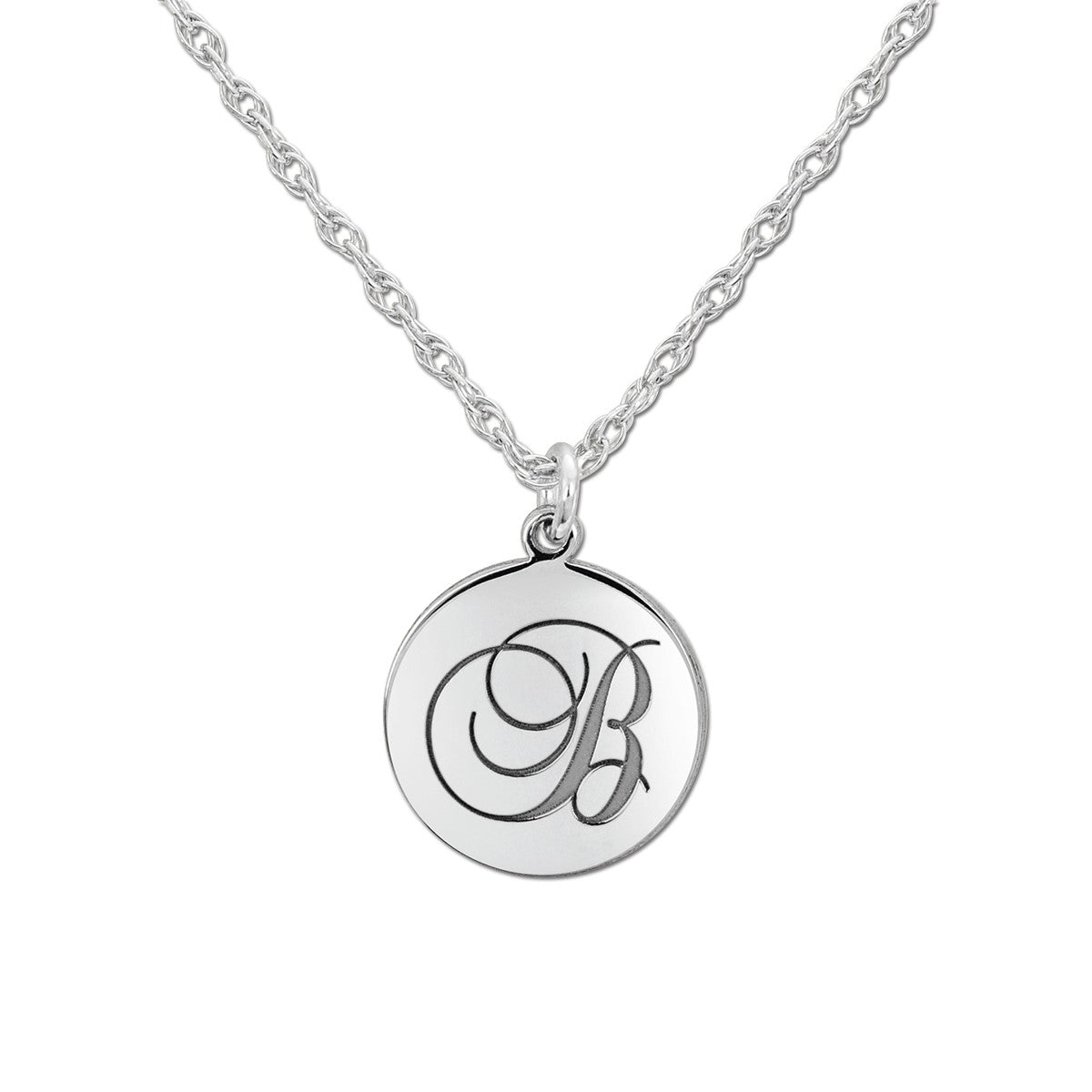 White gold Gold and Silver Monogram Disc Pendant