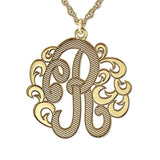 White gold Gold and Silver Monogram Pendant with Filigree Design 1