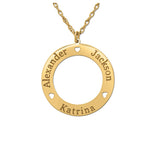 White gold Gold and Silver Round Family Pendant with Heart Cutouts 1