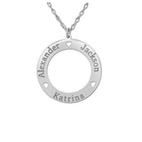 White gold Gold and Silver Round Family Pendant with Heart Cutouts