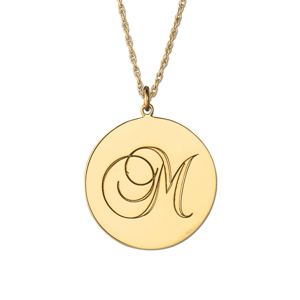 White gold Gold and Silver Round Monogram Pendant 1