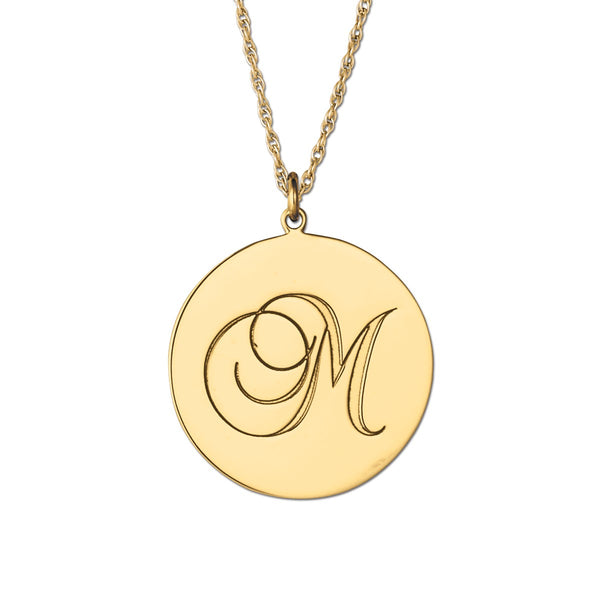 Silver Gold and Silver Round Monogram Pendant