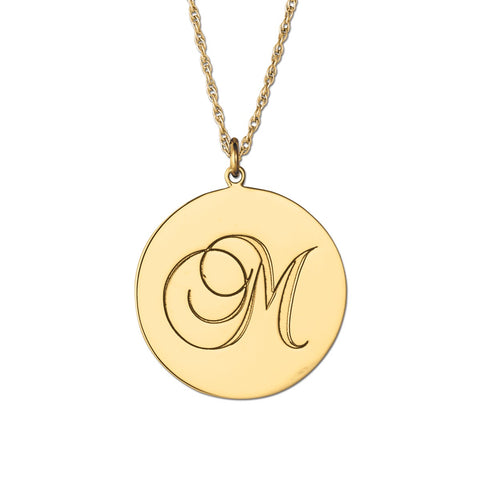 White gold Gold and Silver Round Monogram Pendant 1