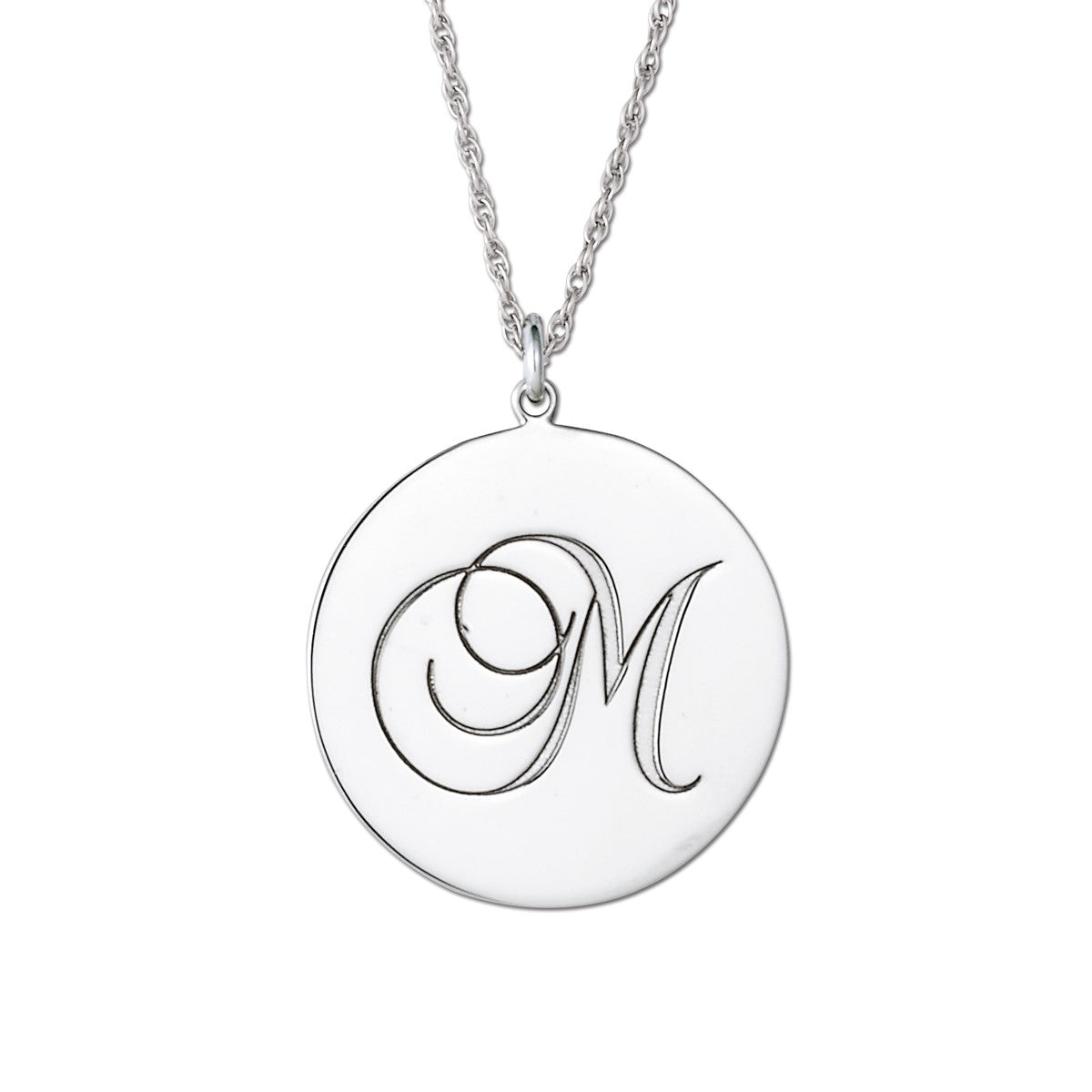 White gold Gold and Silver Round Monogram Pendant