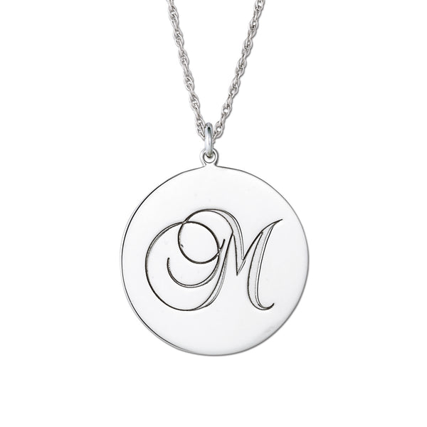 Silver Gold and Silver Round Monogram Pendant