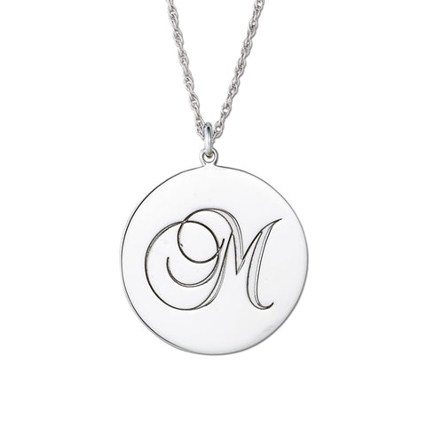 White gold Gold and Silver Round Monogram Pendant