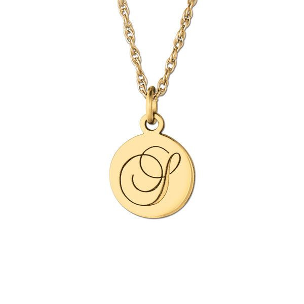 Silver Gold and Silver Round Pendant with Engraved Initial