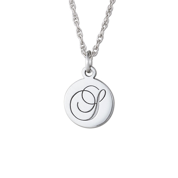 Silver Gold and Silver Round Pendant with Engraved Initial