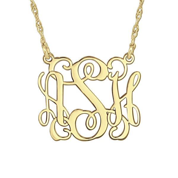 Silver Gold and Silver Script Monogram Pendant