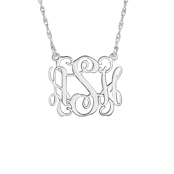 Silver Gold and Silver Script Monogram Pendant
