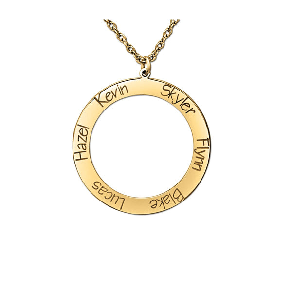 Silver Gold/Silver Open Circle Pendant with Engraved Names