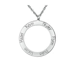 White gold Gold/Silver Open Circle Pendant with Engraved Names