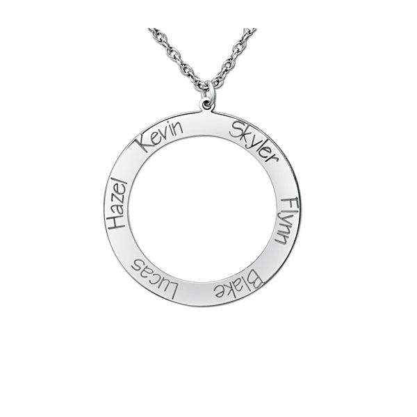 Silver Gold/Silver Open Circle Pendant with Engraved Names