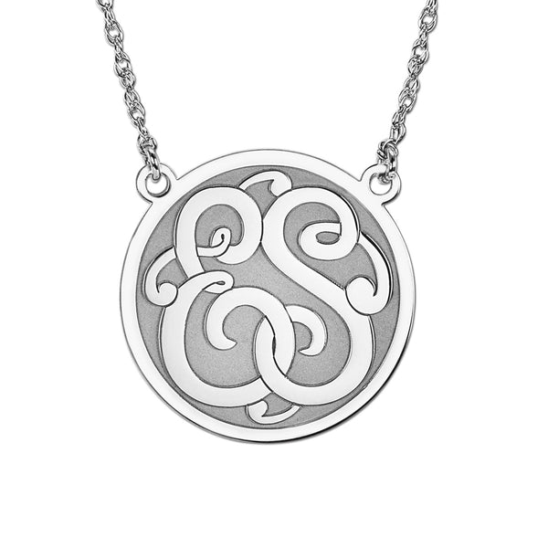 Silver Gold/Silver Round Monogram Pendant