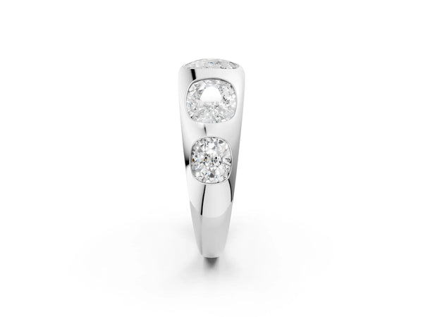 Platinum Graduated Cushion Diamond Five-Stone Mens Band