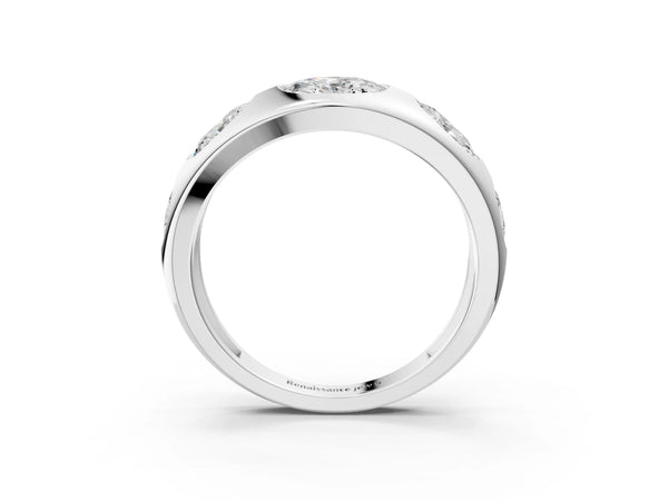 White gold Graduated Cushion Diamond Five-Stone Mens Band
