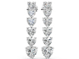 White gold Graduated Heart Diamond Linear Drop Earrings
