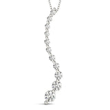 White gold Graduated Round Diamond Curved Bar Pendant with Prong Setting