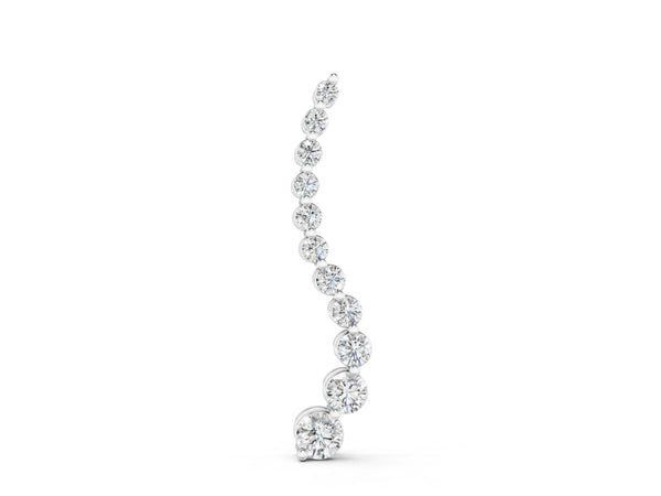 White gold Graduated Round Diamond Curved Bar Pendant with Prong Setting