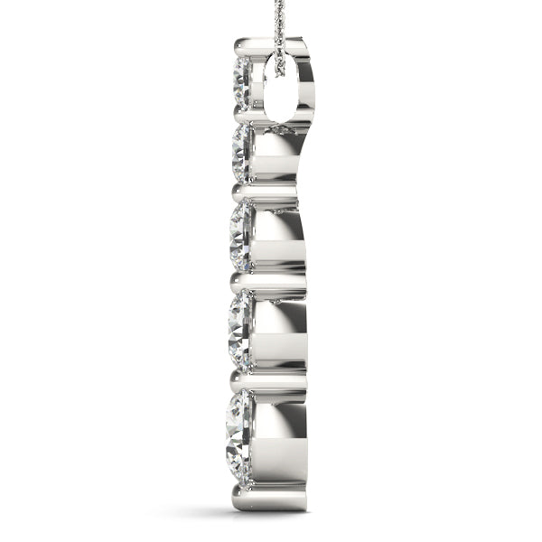 White gold Graduated Round Diamond Prong Set Pendant 2