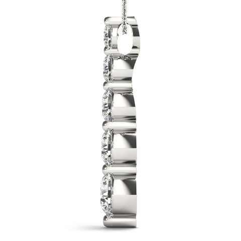 White gold Graduated Round Diamond Prong Set Pendant 2