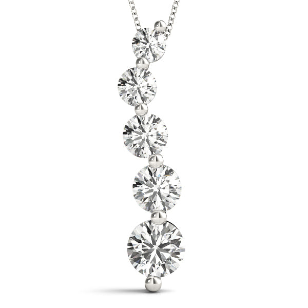 White gold Graduated Round Diamond Prong Set Pendant