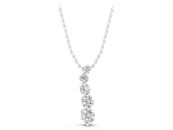 Silver Graduated Round Diamond Prong Set Pendant