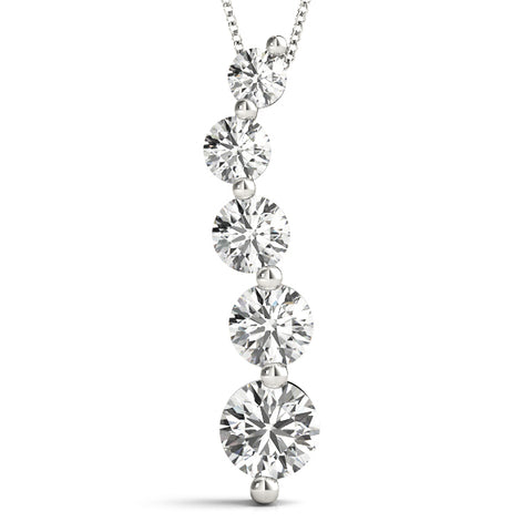 White gold Graduated Round Diamond Prong Set Pendant