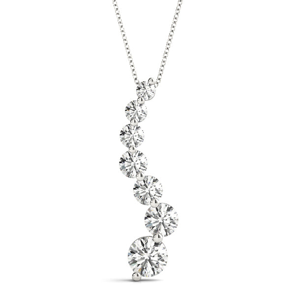 White gold Graduated Round Prong-Set Diamond Pendant