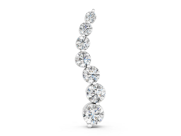 Silver Graduated Round Prong-Set Diamond Pendant