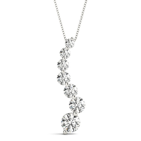 White gold Graduated Round Prong-Set Diamond Pendant