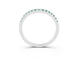 White gold Green Sapphire Pavé Curved Wedding Band_9