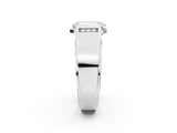 Platinum Half-Bezel 2.03 Carat E VVS1 Emerald Diamond Mens Ring with Channel-Set Round Shoulders