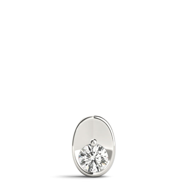 Silver Half Bezel Round Cut Diamond Pendant
